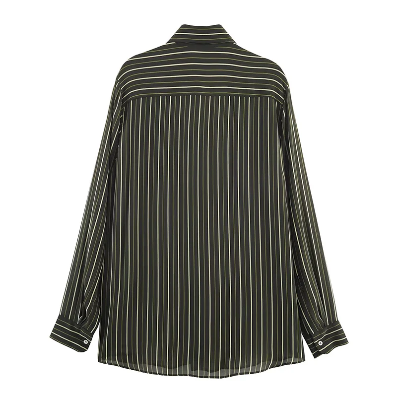 Chic Fashion Stripe Shirts for Women 2025 New Long Sleeve Necktie Women's Streetwear Casual Shirt And Blouse Top ﻿