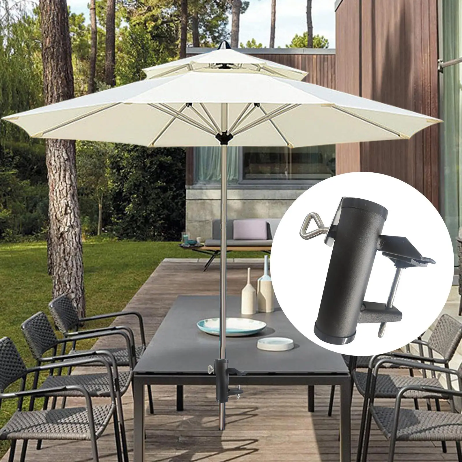 Deck Umbrella Stand Holder Mounted Deck Clamps Patio Umbrella Clamp Holder Clip for Garden Lawn Outdoor Yard Fishing Pole