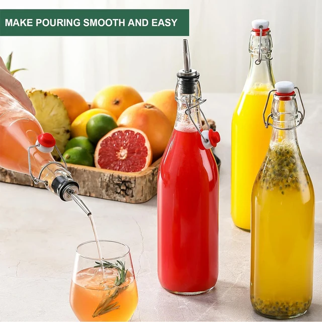 1L Swing Top Glass Bottles Airtight Stopper Lids Flip Top Brewing Bottle for Fermentation, Kombucha, Mead, Vinegar, Beer, Kefir 5