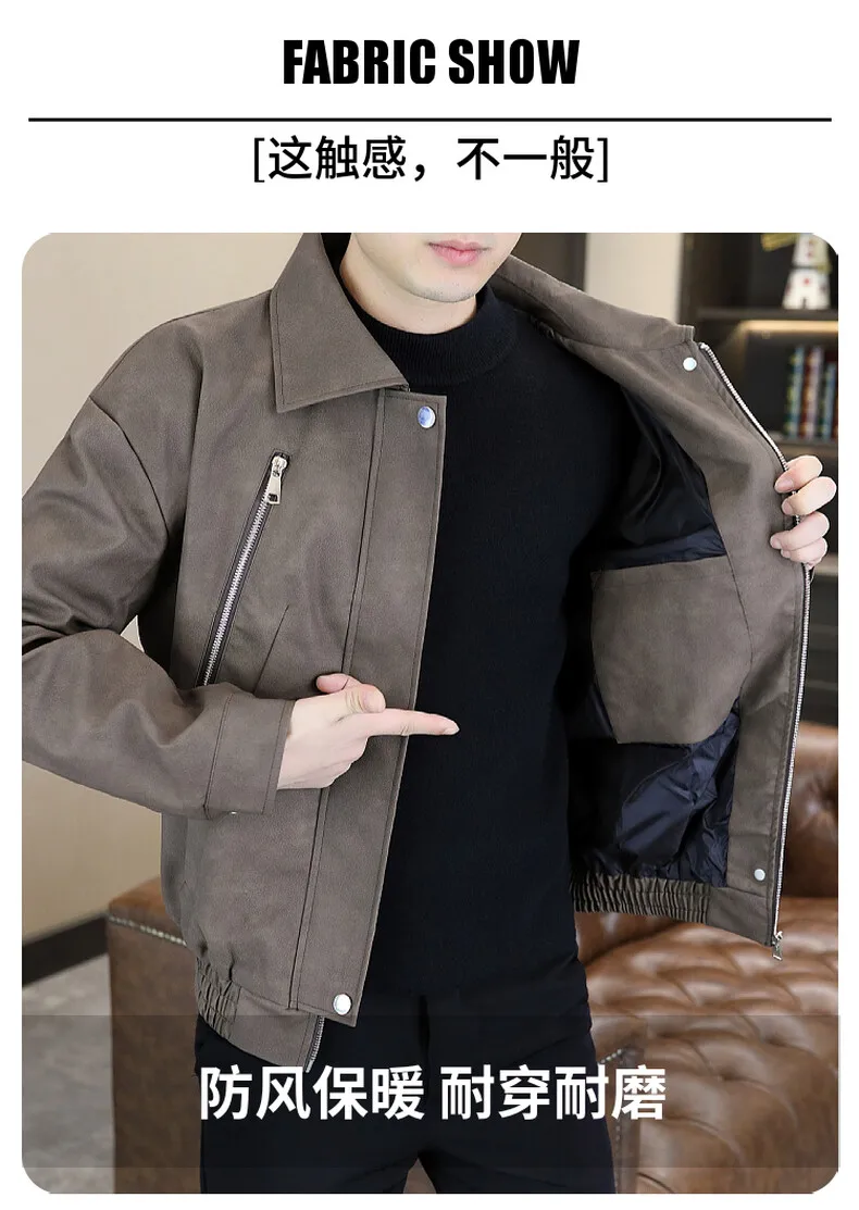 Hochwertige Herren-Freizeitjacken aus PU-Leder 2026 Frühling Herbst Streetwear Lockere Kunstledermäntel Jugendliche Motorrad-Oberteile Parkas – Detail 2