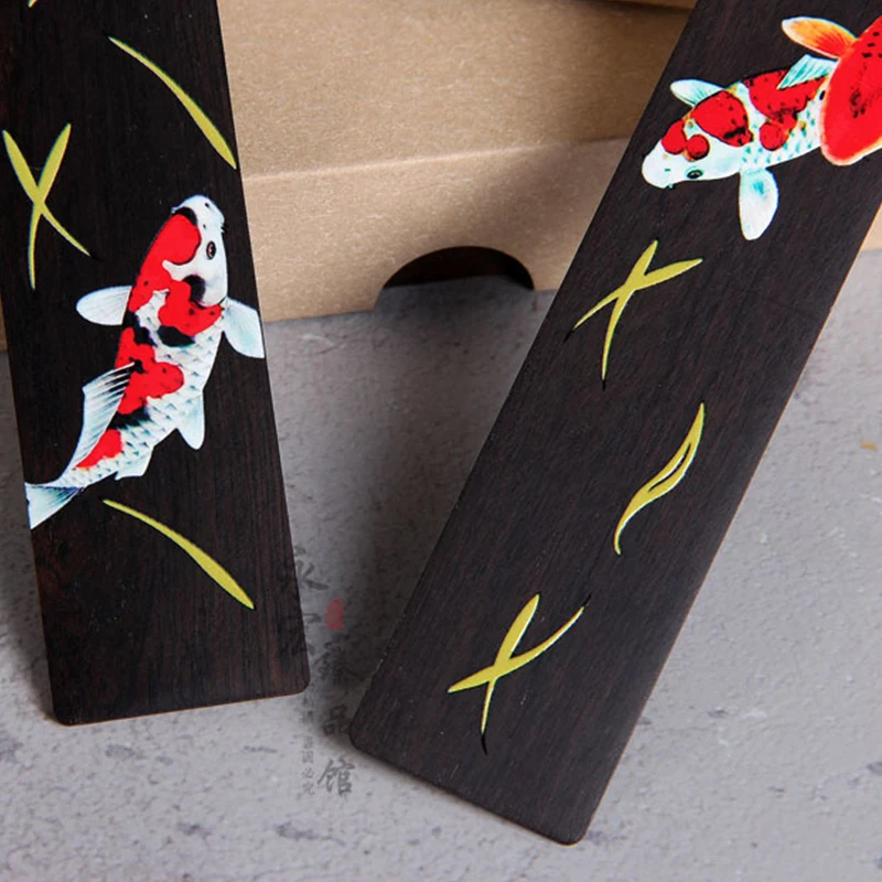 Wooden Bookmark Chinese Style Retro Painted Koi Carp Tassel Pendant Creative Book Mark Students Supplies Stationery Accessories