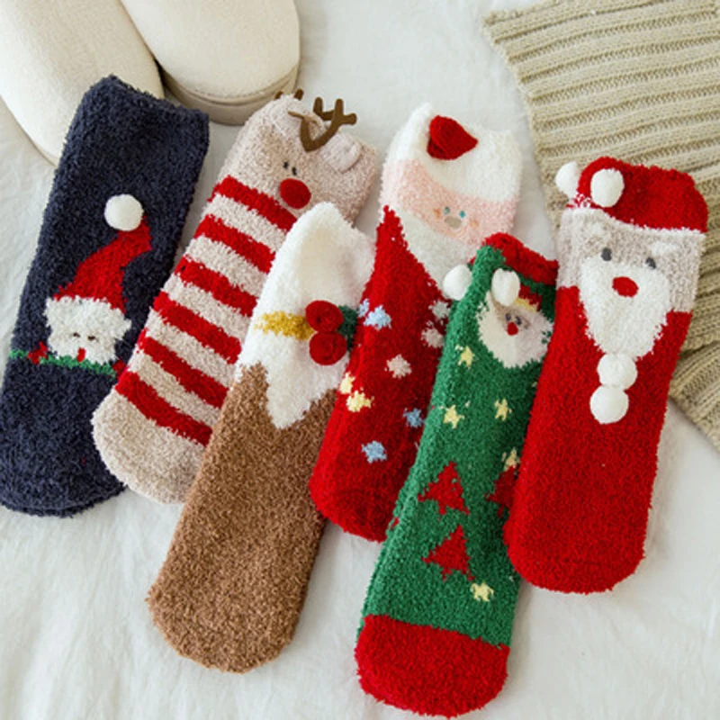 

Cartoon Christmas Socks Knitt Warm Women Girls Socks Merry Christmas Decorations Christmas Gift Xmas Noel Navidad Happy New Year