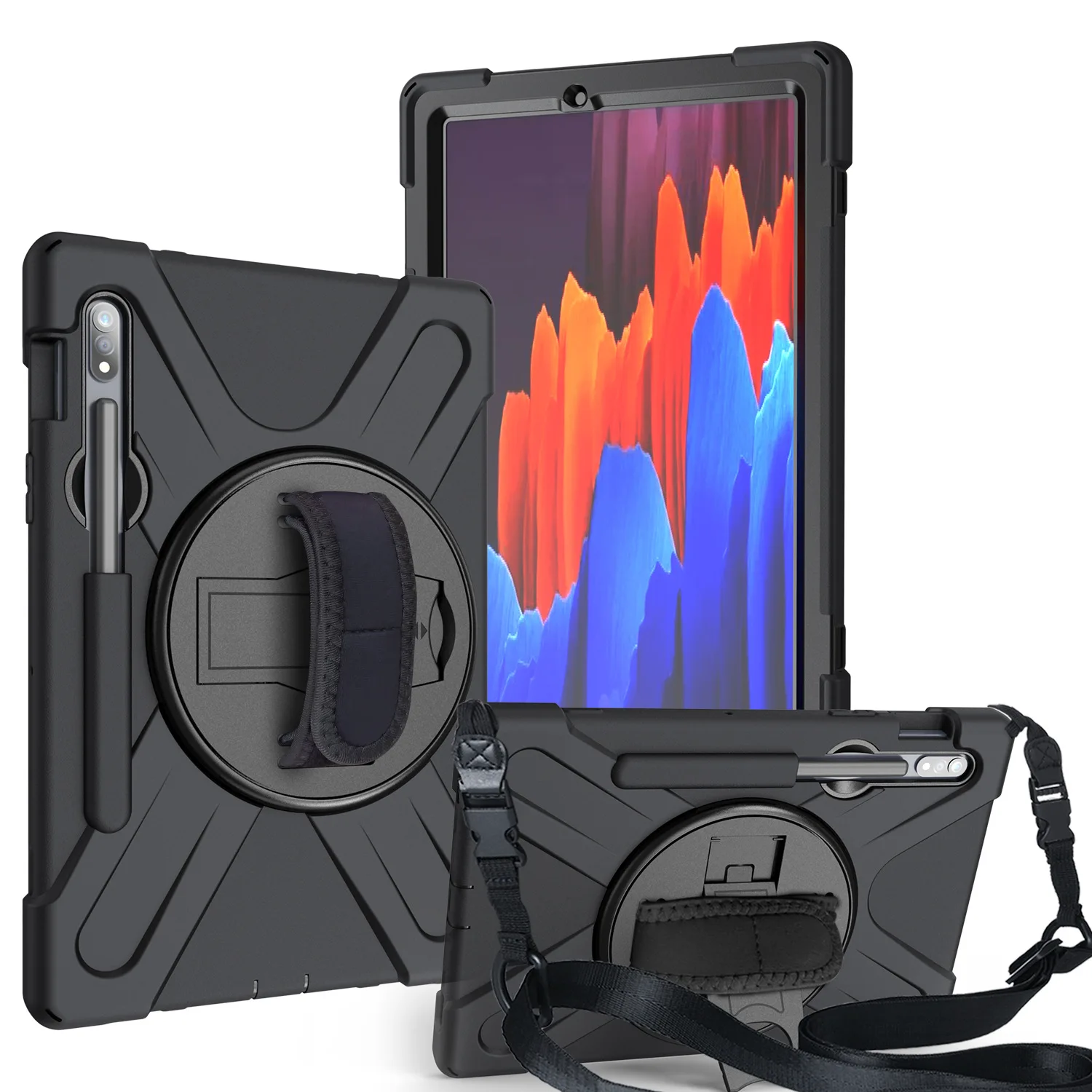 Shockproof Handle Shoulder Strap Case para Samsung Galaxy Tab s9 Plus s9 Ultra 11 12 14 1.6 Capa com Pen Holder