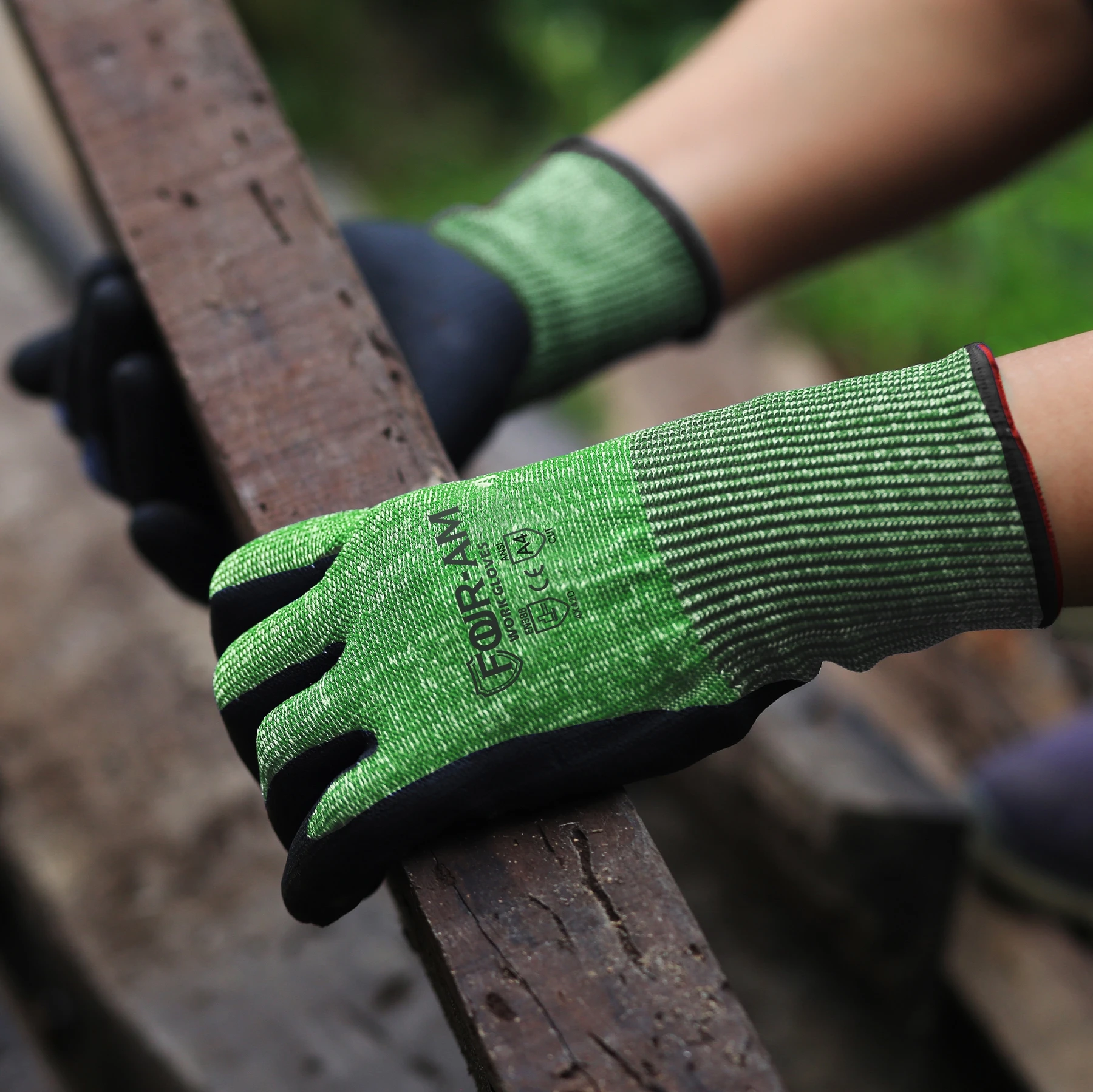 Schnitt feste Handschuhe der Stufe 5, fester rutsch fester Griff, schwere Arbeit, langlebiger und atmungsaktiver Nitril schaum, Touchscreen