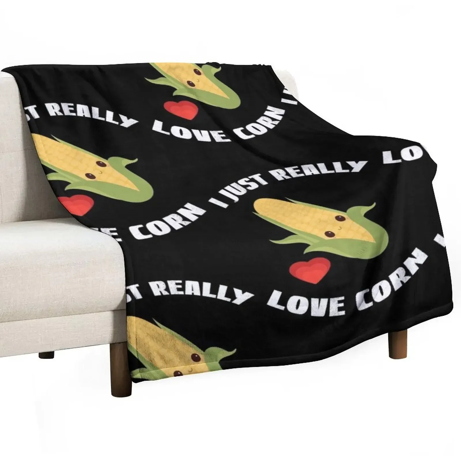 

Corn On The Cob, I Just Really Love Corn Throw Blanket Travel Tourist Flannel Fabric Blankets