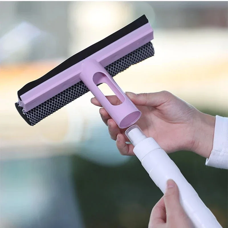 Window Cleaning Tool Double-sided Disassemble Rod Scraper Mop Squeegee Wiper Water Spray Bottle