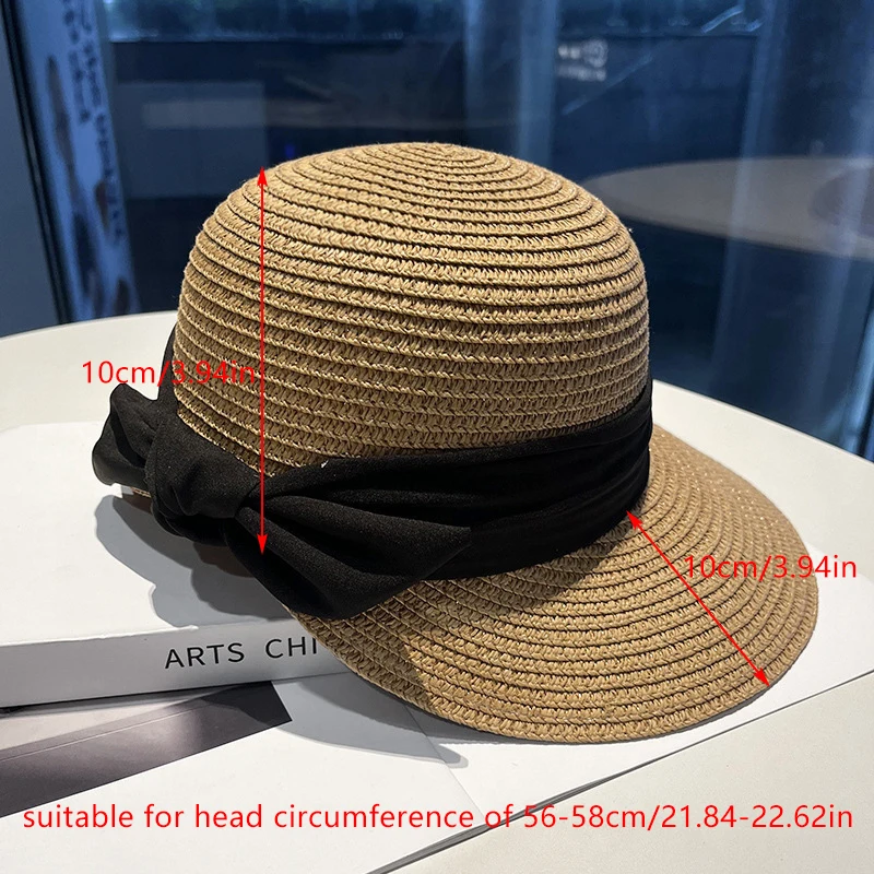 Summer Beach Sunshade Straw Hat Women's Beach Vacation Sunscreen Hat Big Brim Straw Knitted