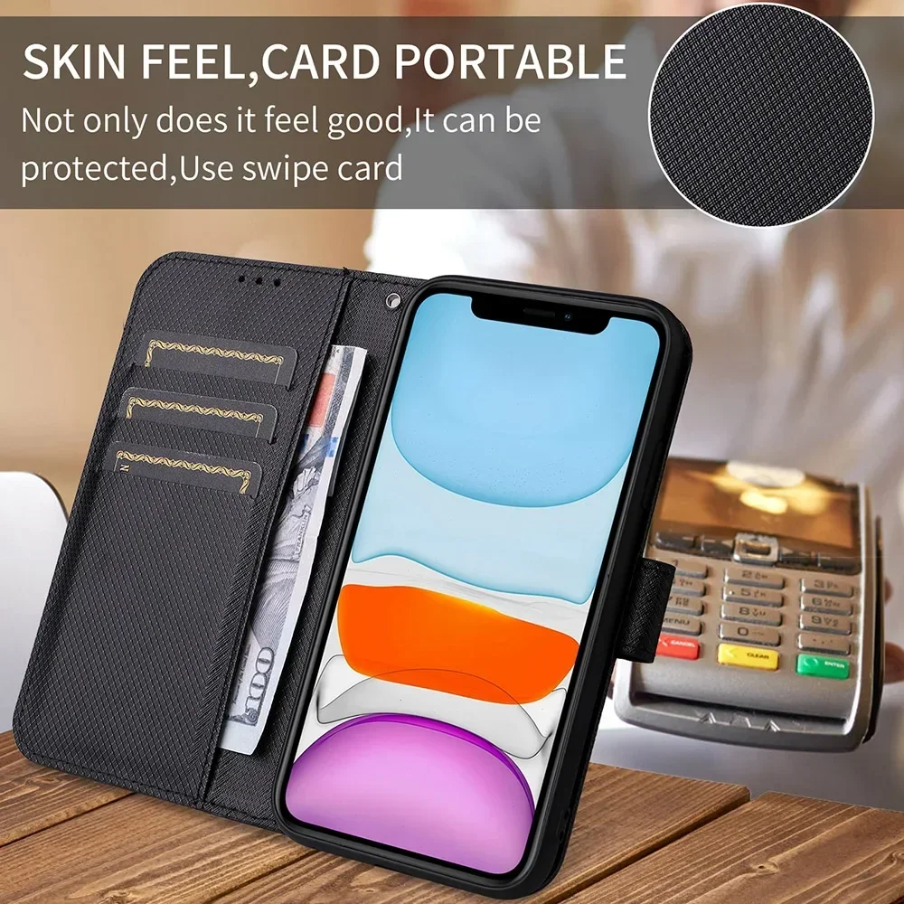 Leather Flip Wallet Case with Magnetic Book Holder Cover