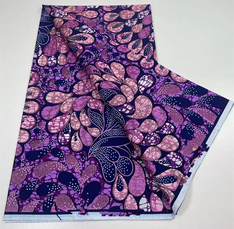 6 Yards Super Grand Gold Wax Shinning Print Africa Real Wax Fabric Nigerian Loincloth Batik Cotton Material For Sew New Arrival 3