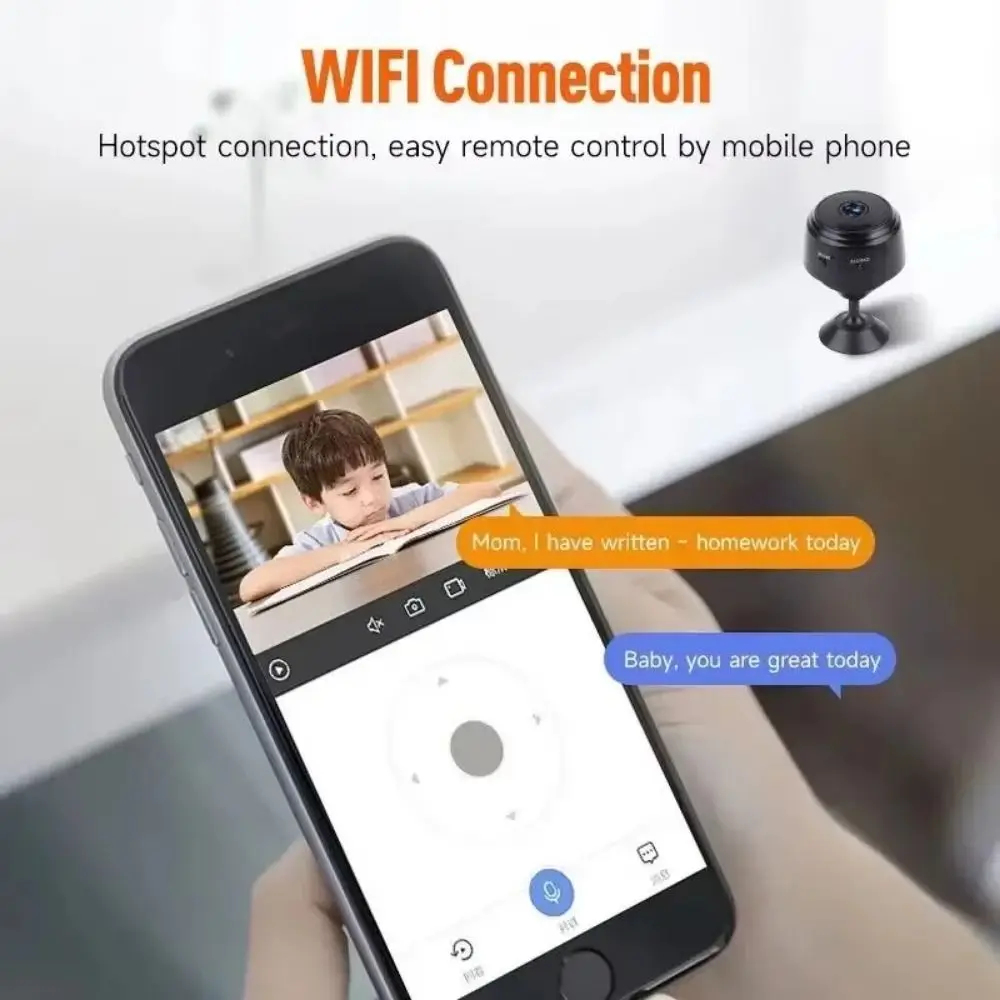 Micro Video Recorder Mini Camera Wireless Design Night Vision Two-Way Talk Camera Motion Detection Alarm System Wireless Camera 3