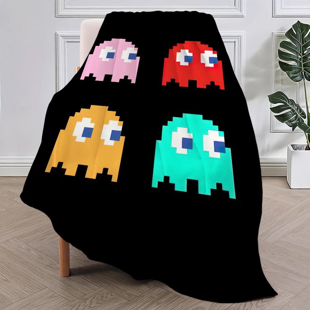 Game Cute Bean Blanket Plush Nap Sofa P-Pac-M-Man rug for Living Room Warm Office Bedroom Birthday Home Travel Kid Gifts 3