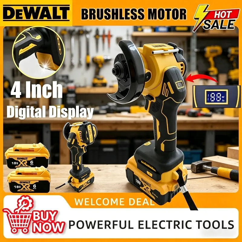 DeWALT 4인치 디지털 디스플레이 앵글 그라인더 연마 연삭기 무선 브러시리스 전기 절단 도구 20V/18V 배터리
