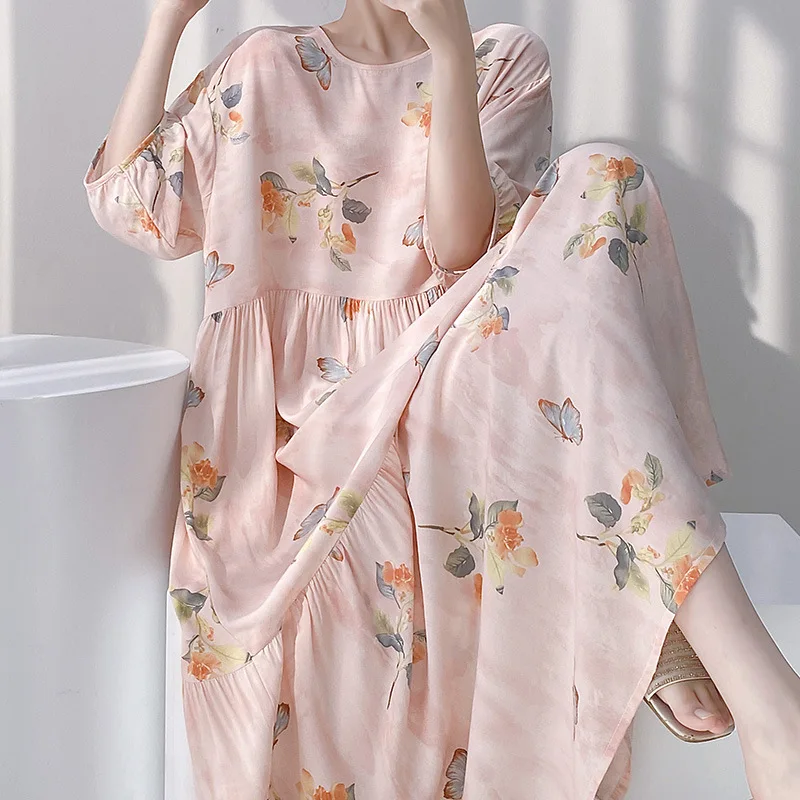 Cotton Loose Floral Nightdress Pajamas Casual Homewear New
