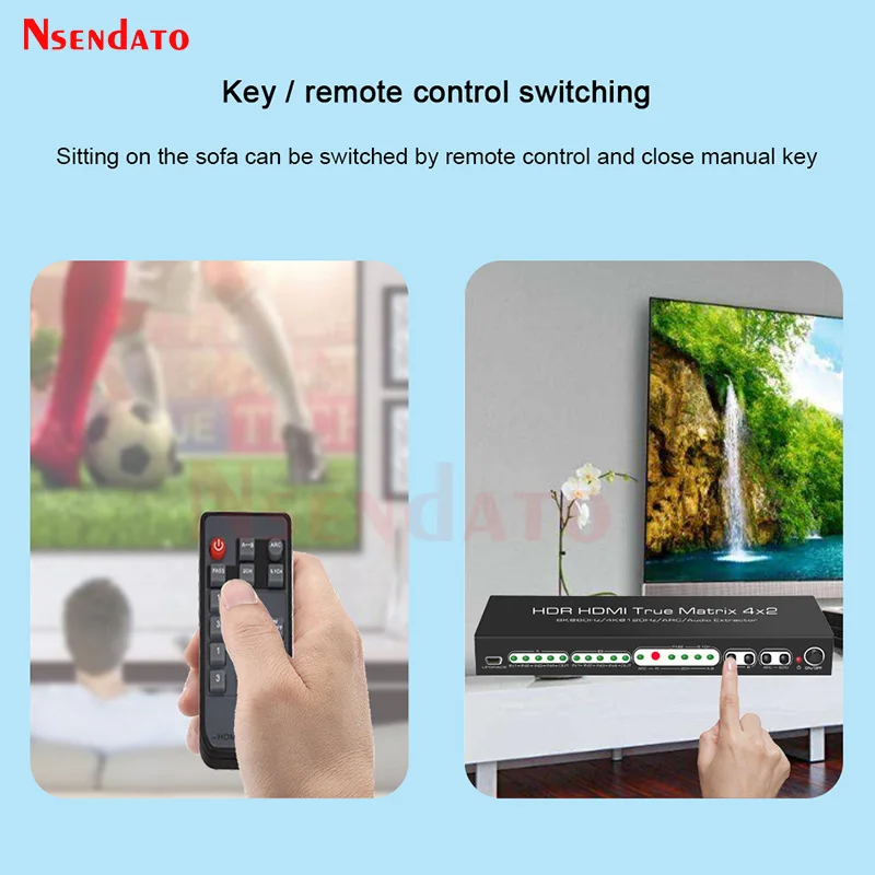 HDMI True 2 1 Matrix Switch 4K 120Hz 8K 4x2 Switch Splitter HDMI 4K 120Hz HDR 10 8K Matrix HDMI For dolby atmos CEC ARC PS5 XBOX