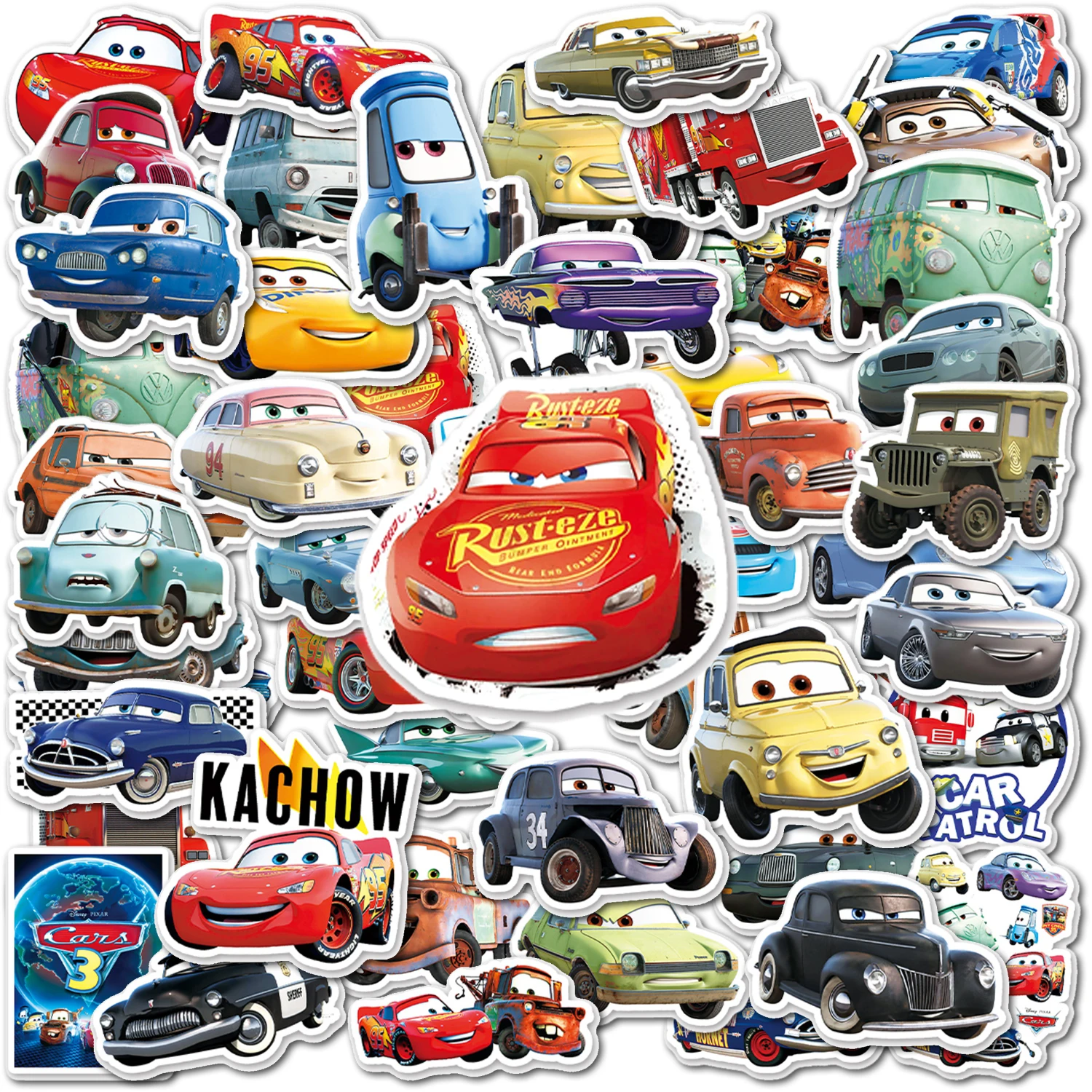 10/50Pcs Cartoon Cars Lightning Mcqueen Stickers Disney Moive Scrapbook Graffiti Bagaglio Valigia Laptop Adesivo Impermeabile Giocattolo