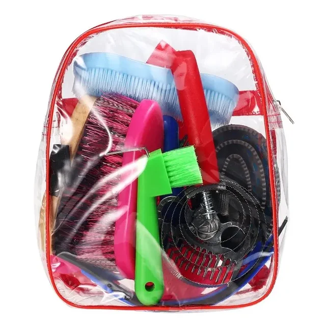New Horse Grooming Tool Set Cleaning Kit Comb Pet Cleaning Brush Stainless Steel Curry Groomer Tail Comb Kit Scrubber 6