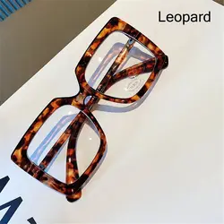 Chic Square Anti Blue Light Women's Optical Glasses - Trendy Transparent Eyewear (Leopard)
