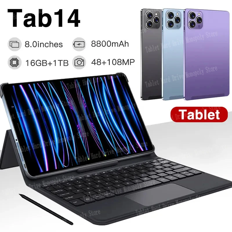 

2024 New Original tablet pad Tab14 8 inch pc tablets android 16G+1TB 8800mAh original pc 108MP Global 5G Dual SIM Card free ship