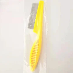 Pet Hair Shedding and Grooming Comb with Stainless Steel Teeth - Comfort Flea Comb for Dogs and Cats (Yellow)