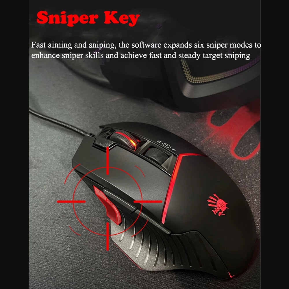 W95 Max Gaming Mouse for Bloody Wired Macro Programming Laptop Desktop Computer with RGB Backlight Mice