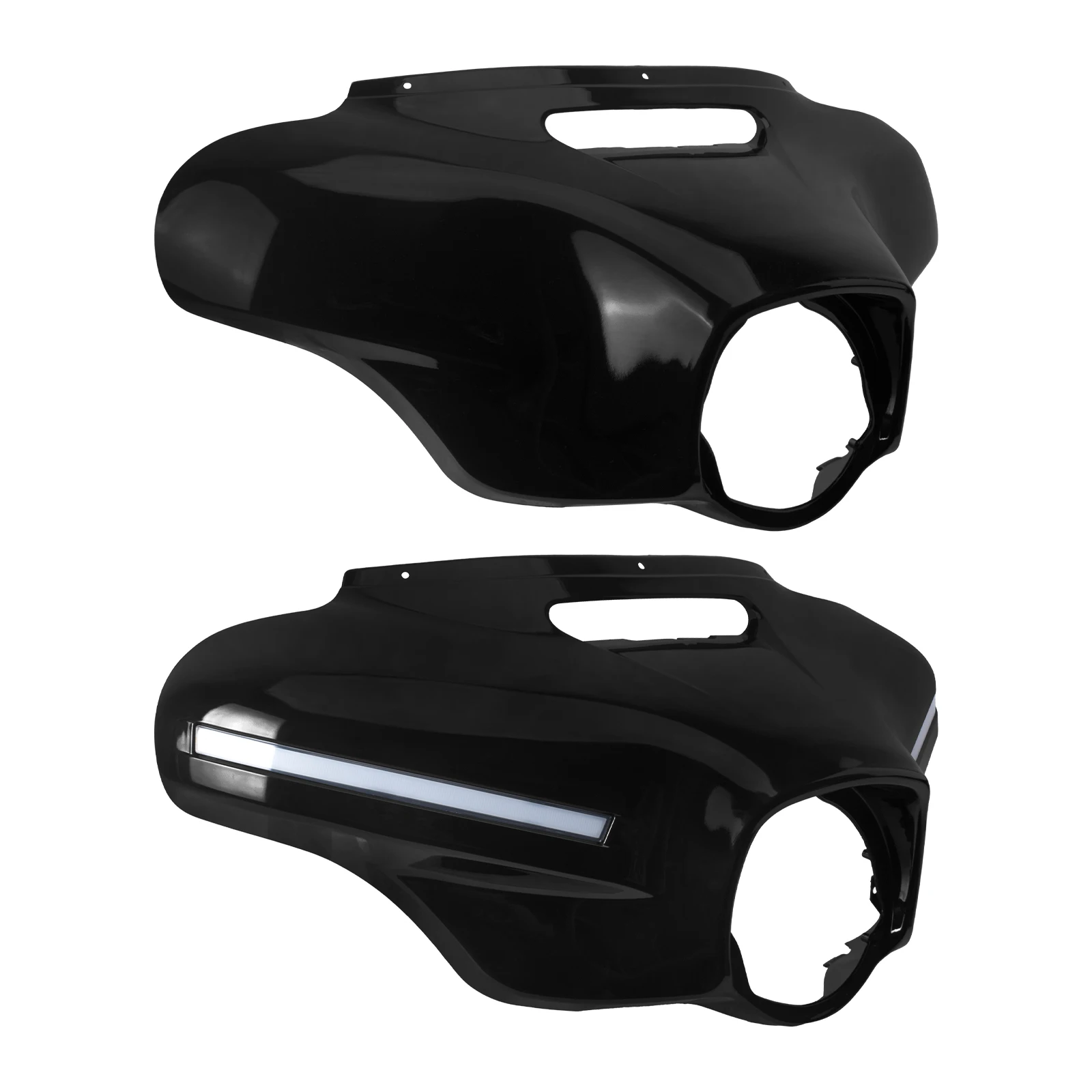 프론트 라이트 Batwing 외부 커버 Harley Touring Ultra Limited Street Glide 14-2024 용 LED 램프가있는 오토바이 헤드 라이트 페어링