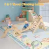 6-in-1 Pikler  Wood Adjustable Triangle Set Wooden Montessori Climbing Set with Ramp Arch Slide and Net Climbing Toys Indoor 1