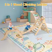 6-in-1 Pikler  Wood Adjustable Triangle Set Wooden Montessori Climbing Set with Ramp Arch Slide and Net Climbing Toys Indoor 1