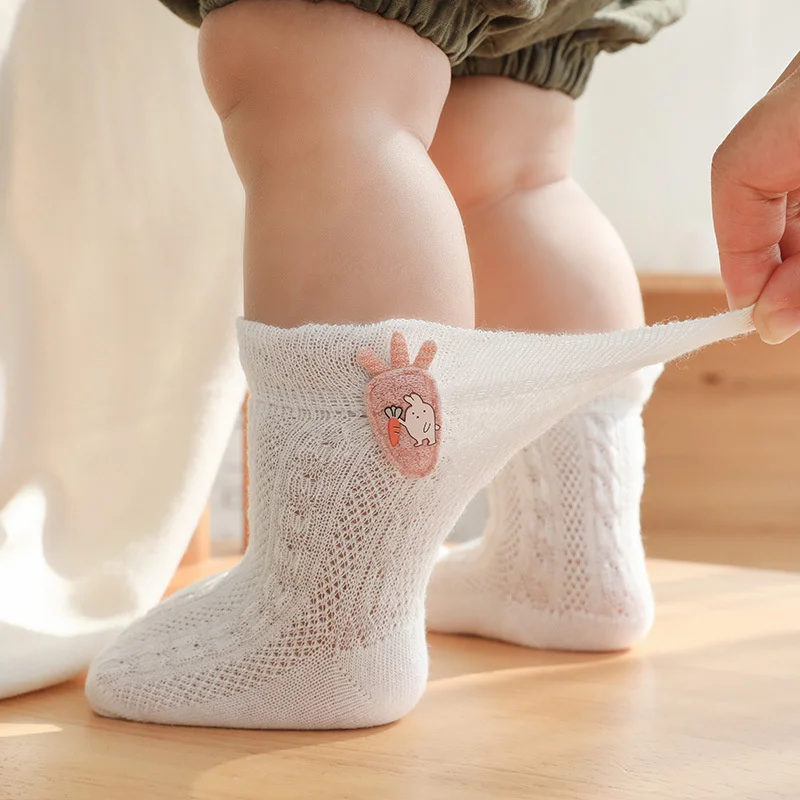 

3Pairs Children's Socks Summer Mesh Thin Baby Socks Boy Girls Cartoon Kids Socks