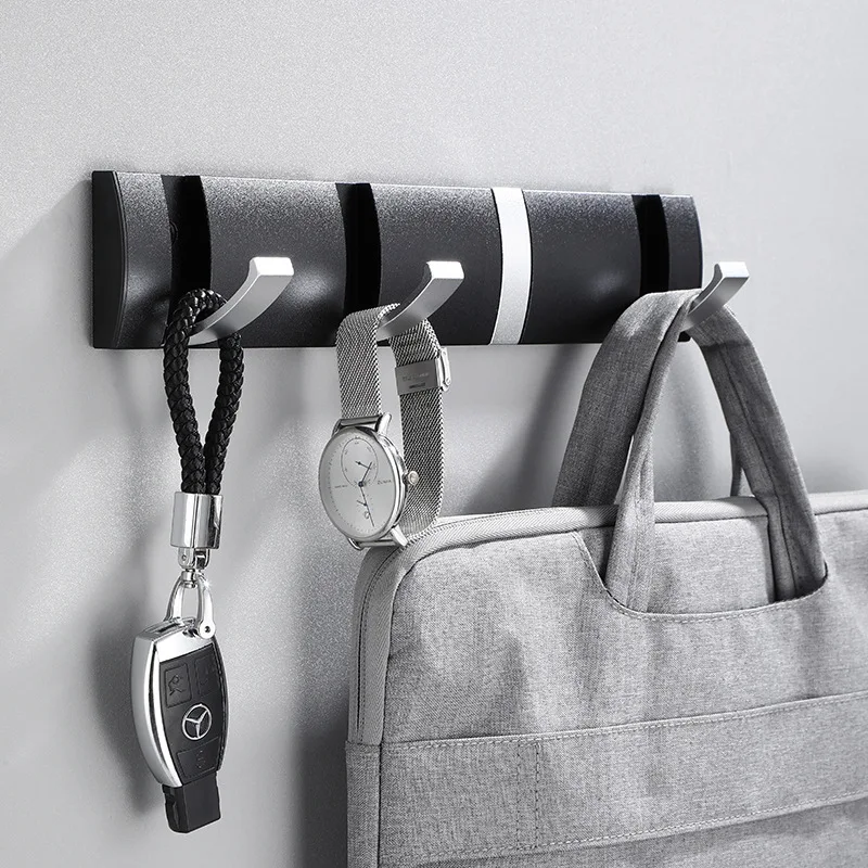 Door Hanger Clothes Hook Kitchen Bedroom Towel Coats Storage Rack Foldable Invisible And Traceless Black Golden Hook Organizer