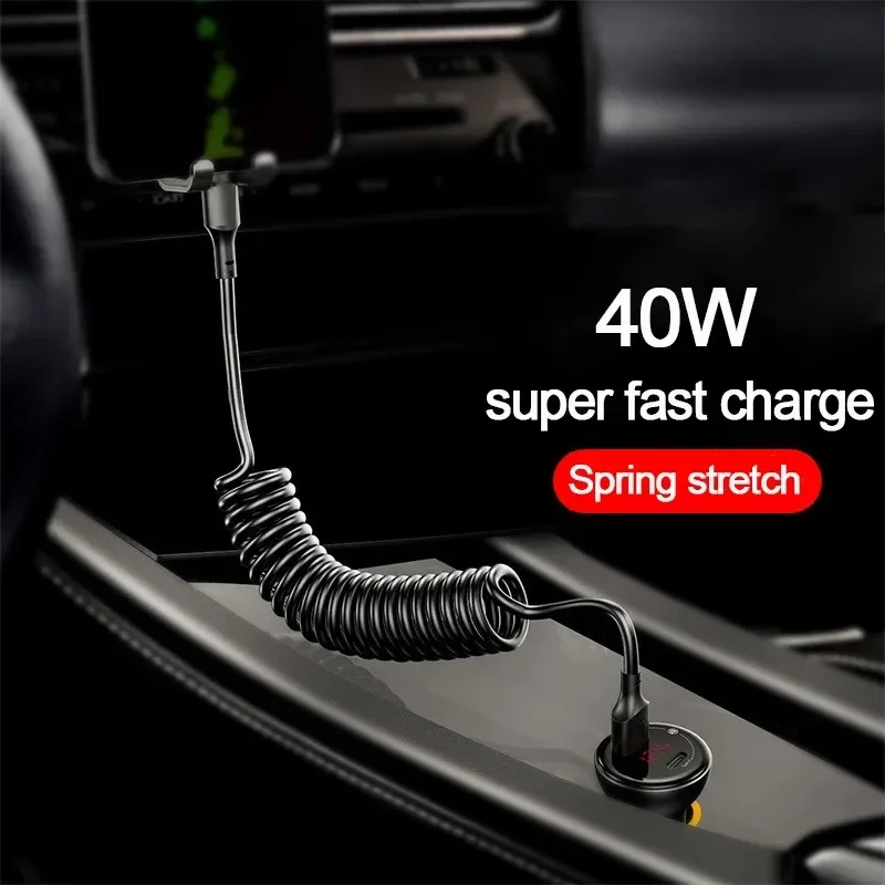 Telescopic Fast Charging USB Type C Cable - 5A, 1.5m/1m,
