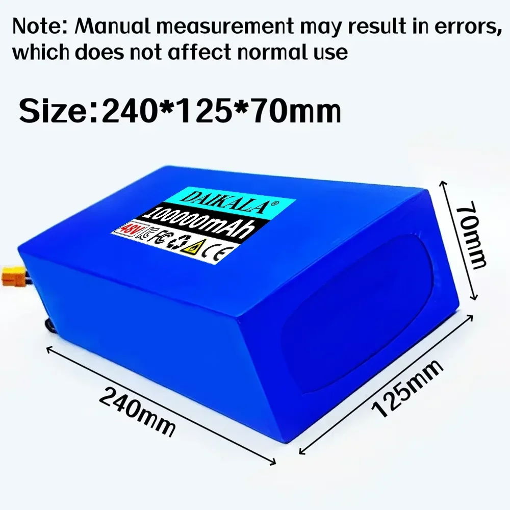 Lithium Battery Pack 13S6P 100Ah high-capacity 48V Lithium-ion battery pack For 54.6V electric scooter and bicycle battery built-in 50A BMS+charger