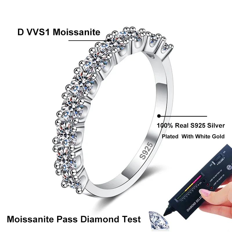 NeeTim 여성용 풀 모이사나이트 반지, 결혼 쥬얼리, , 다이아몬드 반지, 약혼 약속 밴드 선물, 2.5mm, 3mm
