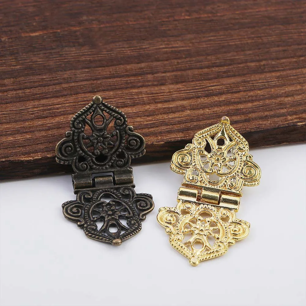 Antique Bronze Mini Lace Hinge Small Decorative Jewelry Wooden Box Cabinet Door Butt Hinges 1/2Pcs furniture hinge wooden box hinge cabinet door hinges cabinet hinges brass hinges bronze butterfly hinges
