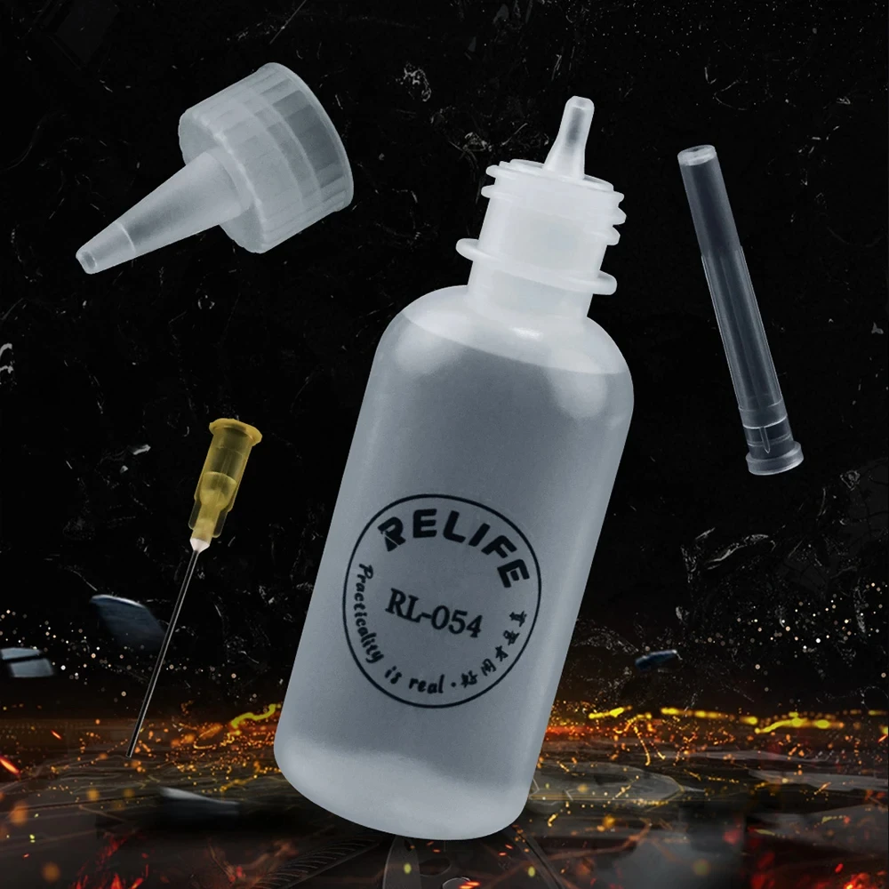 Empty Liquid Bottle Alcohol Bottle Liquid Dispenser RELIFE RL-054 50ML Solvent Bottle Needle Tip Soldering Cleaning Flux Alcohol Oil Dispensing Plastic Hand Bottle Cleaner