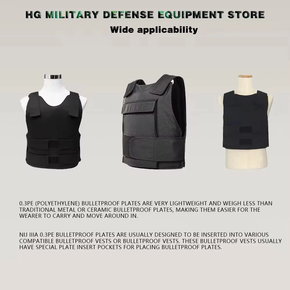 Level 3a NIJ IIIA 0.3 PE 0101.06 Police High Molecular Weight Polyethylene Soft Armor Self-Defense Tactical Bulletproof Plate body protector