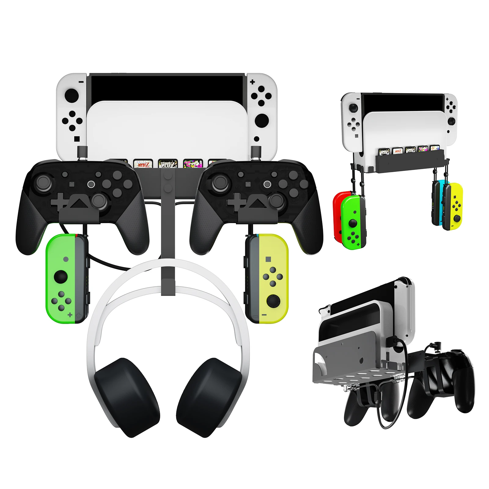 

For Switch/Switch OLED Console Grip Universal 2-in-1 Wall Bracket Magnetic Charging Strap 1-out-2