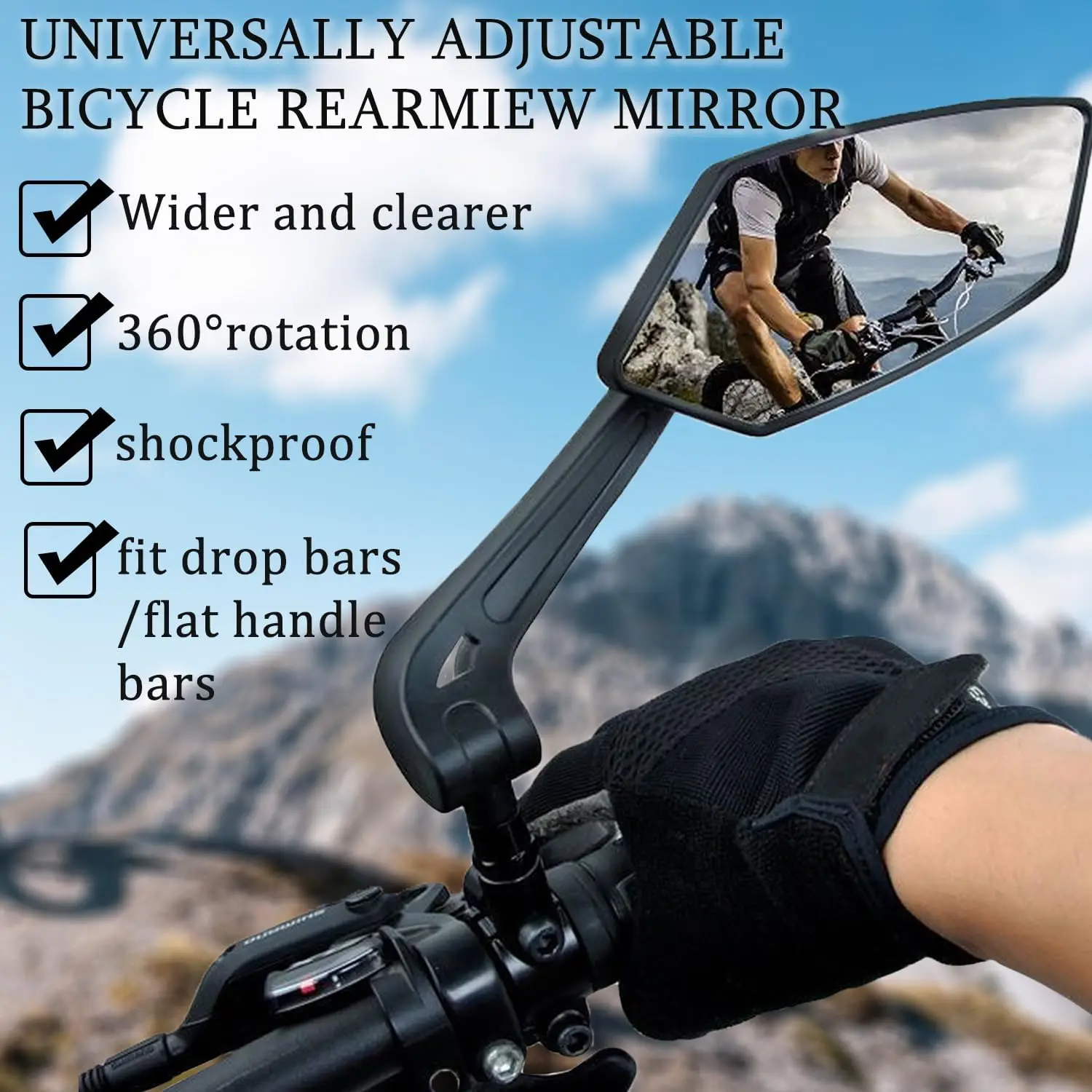 1 Paar verstellbare Fahrradspiegel für den Lenker, bruchsichere HD-Glaslinse, universell passende Rückspiegel für Fahrräder, 360° ° Drehbar, Kompatibel – Detail 1