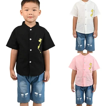 Summer Children Sets Kids Clothes Baby Boys Shirt Cartoon Tops Denim Shorts Pants Outfits Toddler T-Shirts Shorts 1-4 Years 1