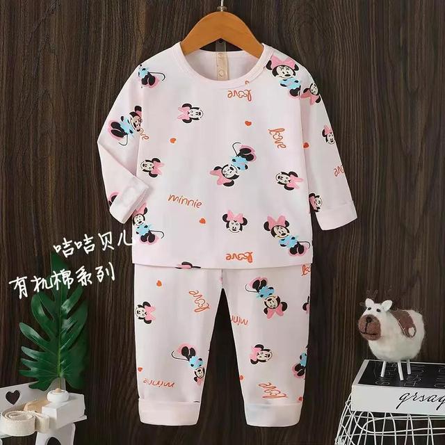 Minnie Underwear Clothes Set For Kids Girl Cute Babies Spring Autumn Sleepwear Clothing Suit Full Length Top Trouser Cotton