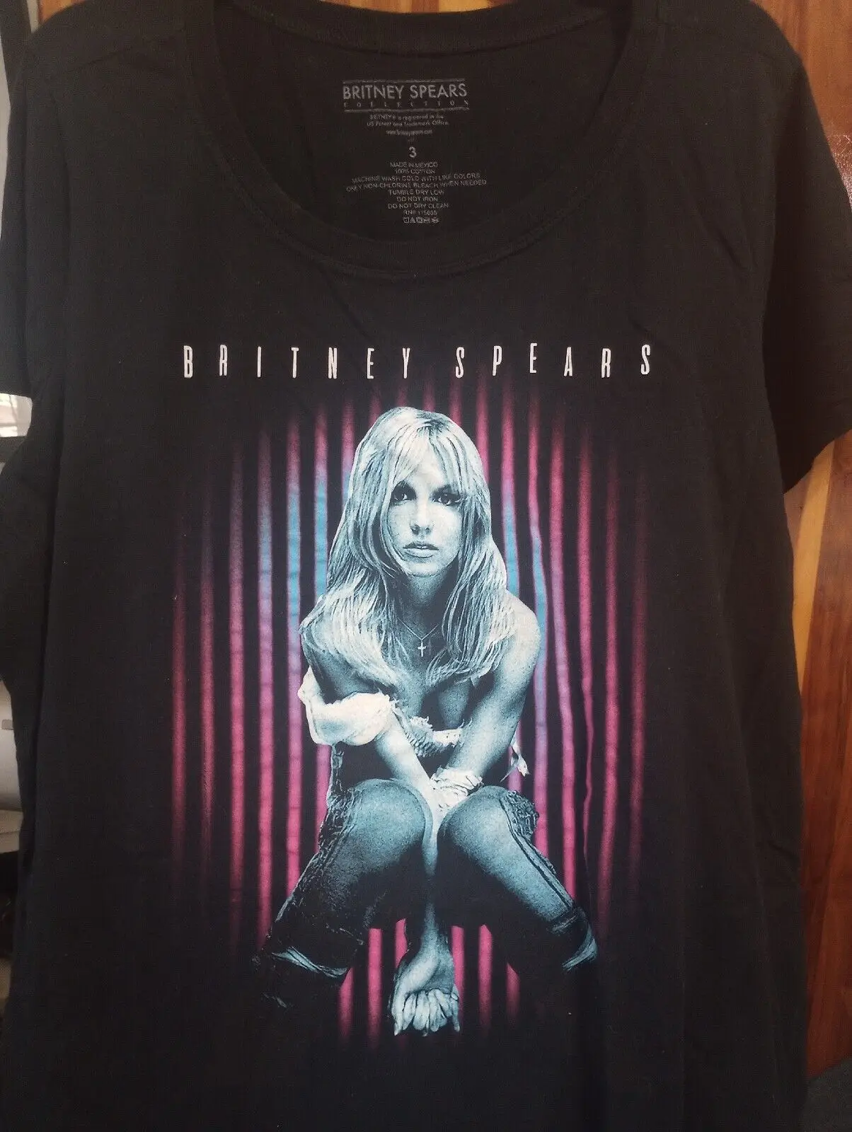 Britney Spears Mens 3Xl Britney Album Cover Nero 100% Cotone T-Shirt