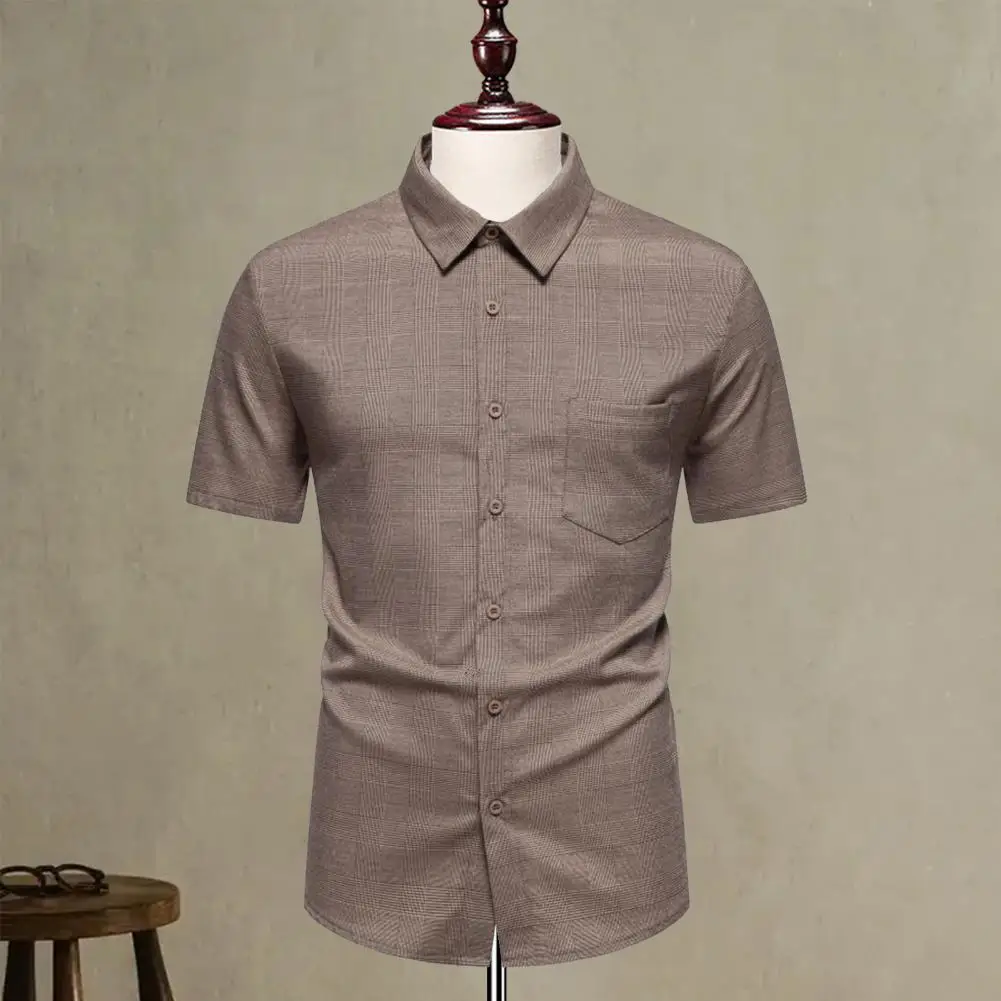 

Men Plaid Short-sleeve Shirt Stylish Men's Plaid Button Down Shirt with Pocket Short Sleeve Business Top for Regular Fit Wear