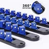 1Pcs 360 Degrees Swivel Socket Organizer 1/4inch 3/8inch 1/2inch Premium Quality Socket Clip Rail Holder Socket Organizer Tools 4