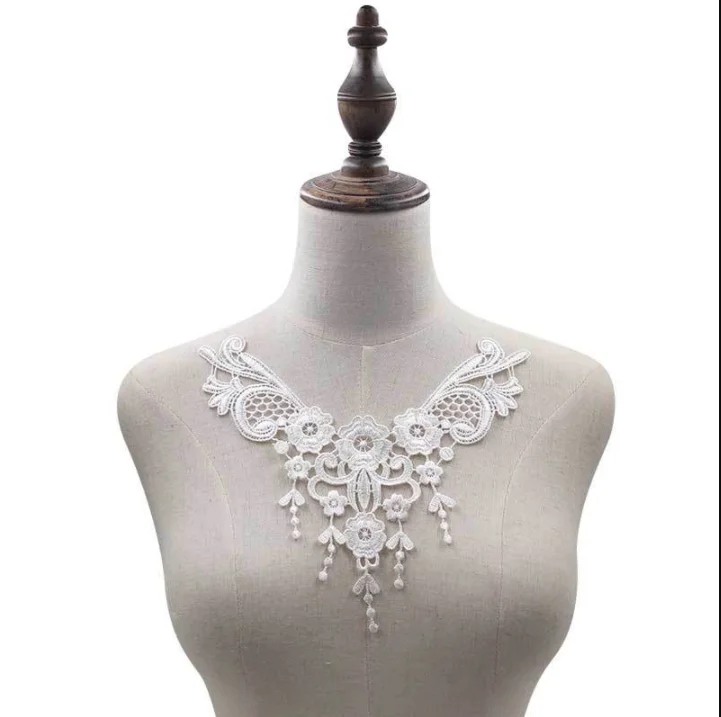 3 Pieces 20*22cm Classical White Embroidery Mini Lace Collar Applique