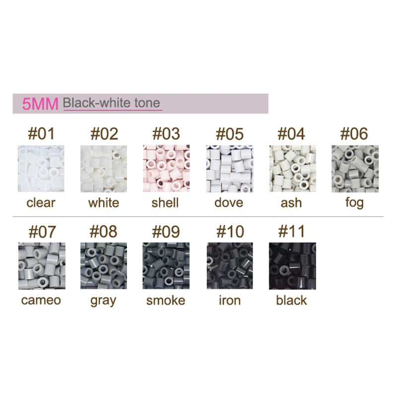 5mm 1000PCS Black white gray blue green purple Hama Beads for Kids Iron  Fuse Beads diy Puzzles Pixel Art Gift Children Toy