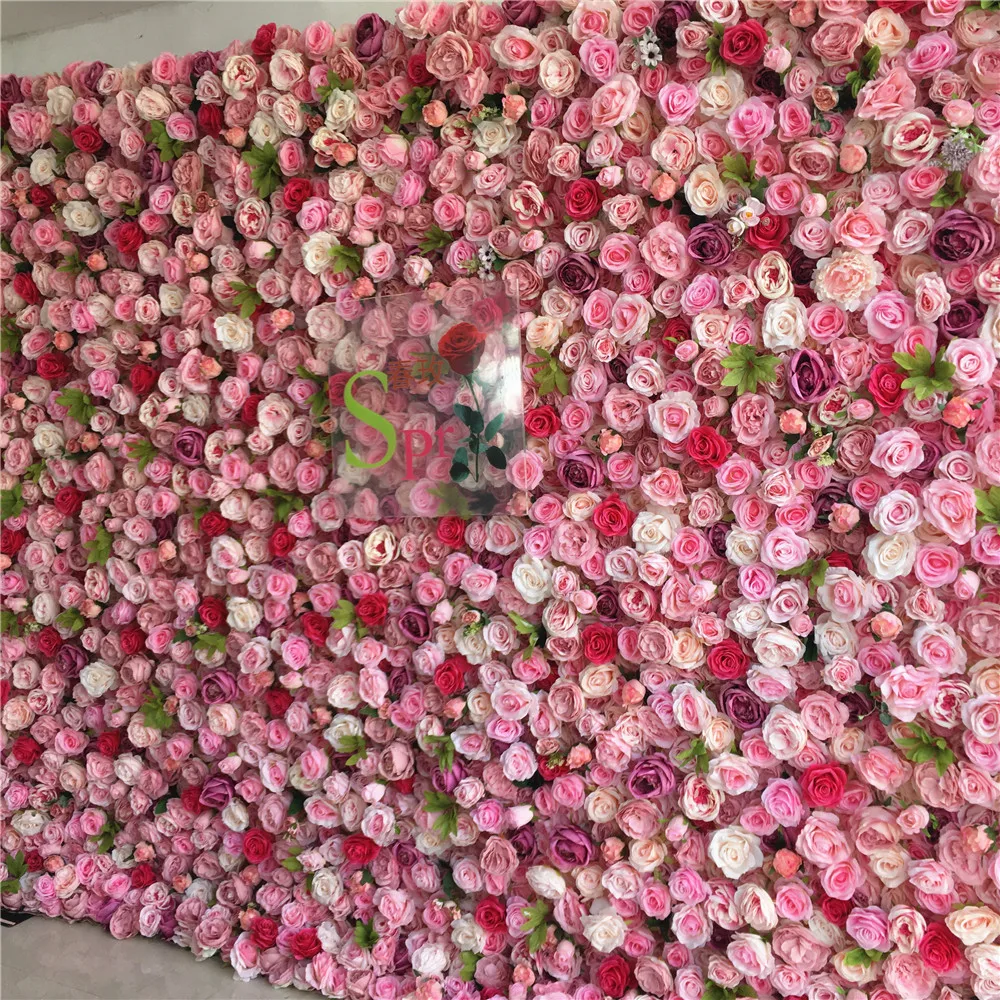 Panel de pared decorativo 3d con rosa roja Artificial, tela para restaurante, bodas, eventos, Flores artificiales