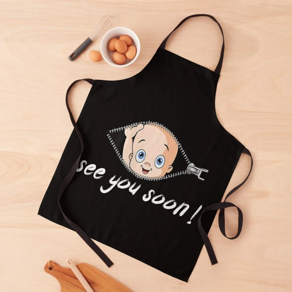 

See You Soon! | Cute Funny Maternity Pregnancy Baby Scoop Neck Top T-Shirt for Pregnant Women Apron kitchen and home Apron