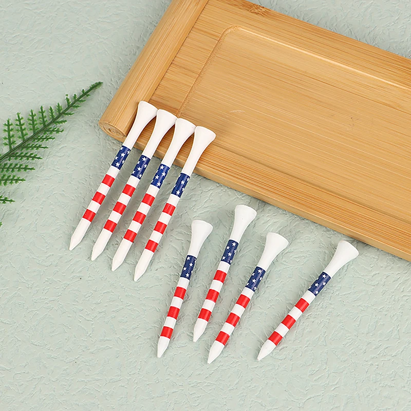 

50pcs American Flag Style Durable Bamboo Golf Tees Of (3-1/4'' & 2-3/4'') Length Golf Ball Holder Golf Training Practice tees