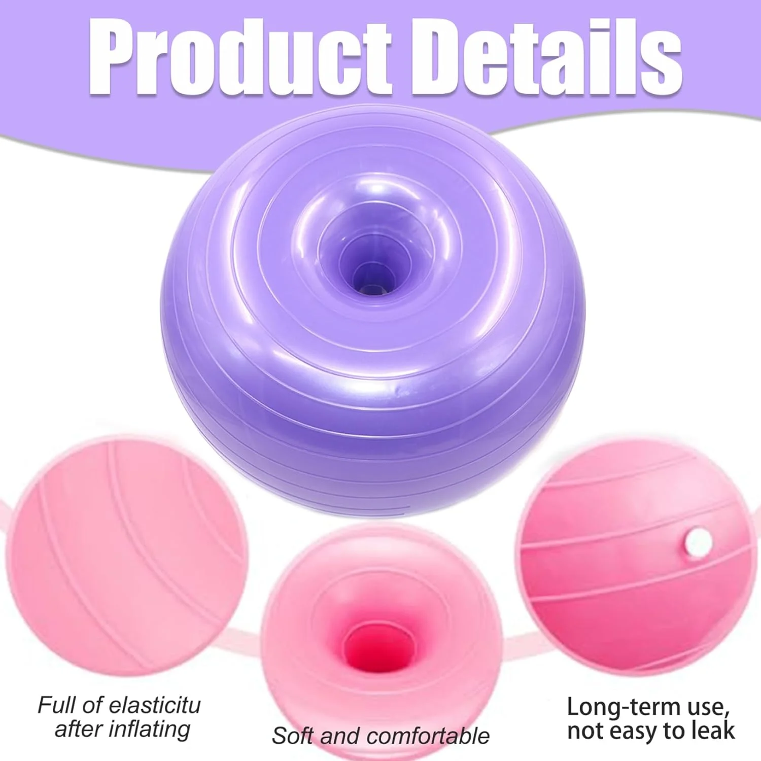 Exercise Ball 20inch Inflatable Yoga Ball with Inflator Anti-Burst for Balancing Stability Training Workout Fitness