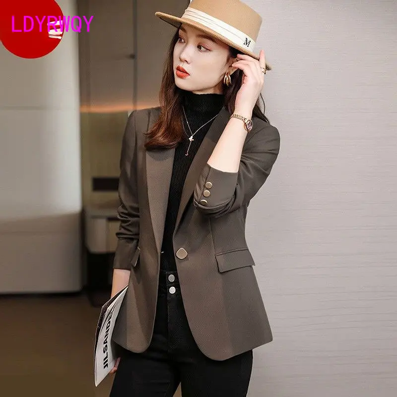 Coffee suit coat Women's Spring and Autumn 2023 new professional temperament casual small suit spring dress