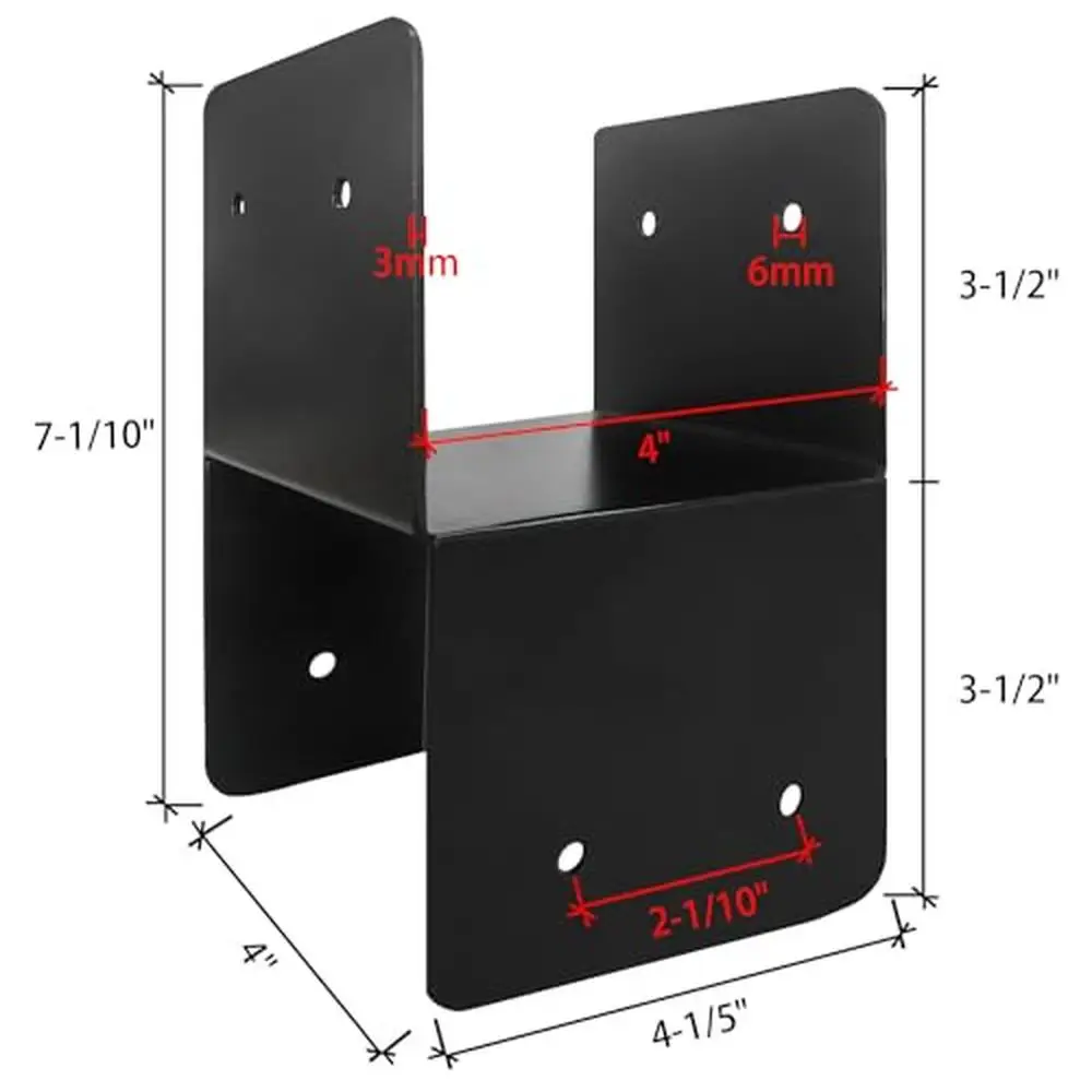 Heavy Duty Steel Mounting Joist Hanger Brackets Support/ Post Caps Tie Bracket/ Joist Anchor Connector 4x4 Post 14 Gauge/
